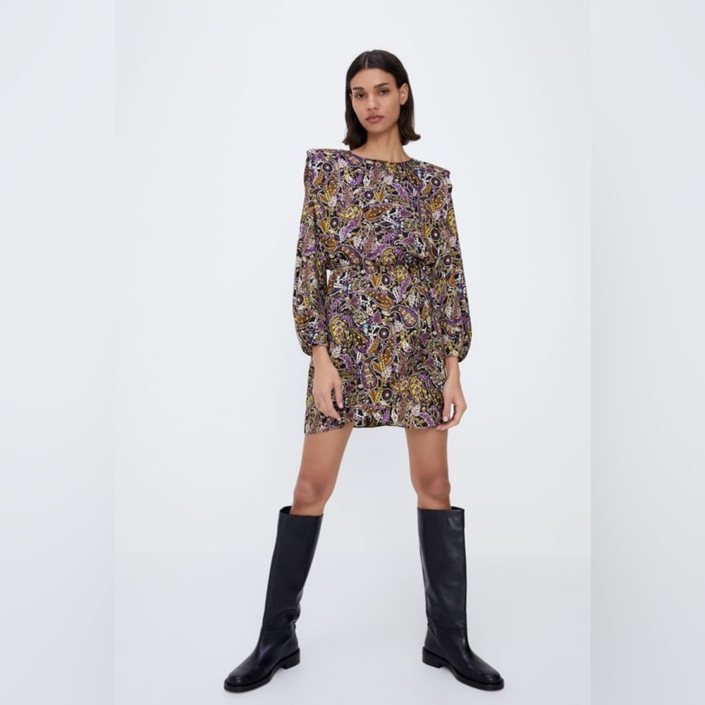Zara printed mini dress